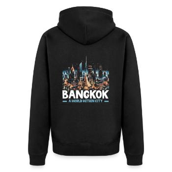 Bangkok Thaïlande Voyage Vacances Langue thaïlandaise - Veste à capuche bio Premium Unisexe - noir - Dos - Nico (187cm)