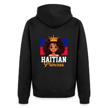 Haitian princess, haiti - Unisex Premium Bio Zip Hoodie - Schwarz - Hinten - Nico (187cm)