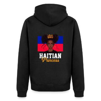 Haitian princess, haiti - Unisex Premium Bio Zip Hoodie - Schwarz - Hinten - Nico (187cm)