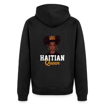 Haitian princess, haiti - Unisex Premium Bio Zip Hoodie - Schwarz - Hinten - Nico (187cm)