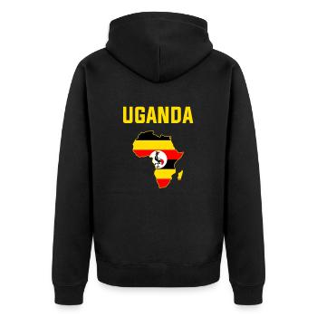 Uganda flag, american ugandan - Unisex Premium Bio Zip Hoodie - Schwarz - Hinten - Nico (187cm)