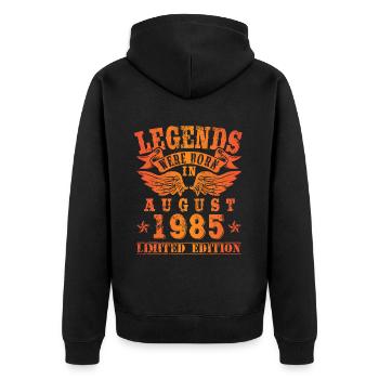 Legends sont nés en Août 1985 Anniversaire - Veste à capuche bio Premium Unisexe - noir - Dos - Nico (187cm)