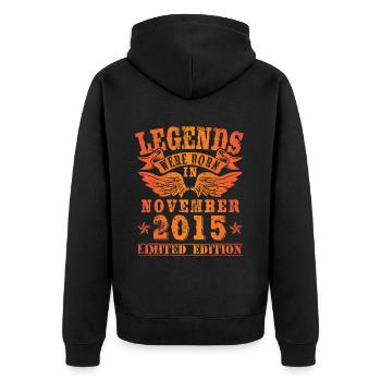 Legends were born in November 2015 Geburtstag - Unisex Premium Bio Zip Hoodie - Schwarz - Hinten - Nico (187cm)