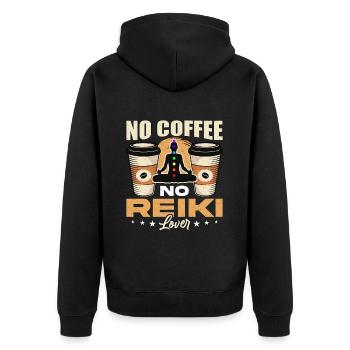 Reiki Lover No Coffee No Reiki Master Coffee Lover - Unisex Premium Bio Zip Hoodie - Schwarz - Hinten - Nico (187cm)