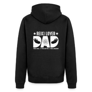Papa Amant Reiki L’Idole Le Mythe Maître Reiki - Veste à capuche bio Premium Unisexe - noir - Dos - Nico (187cm)