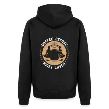 Reiki Lover Coffee Energy Healing Coffee Lover - Unisex Premium Bio Zip Hoodie - Schwarz - Hinten - Nico (187cm)