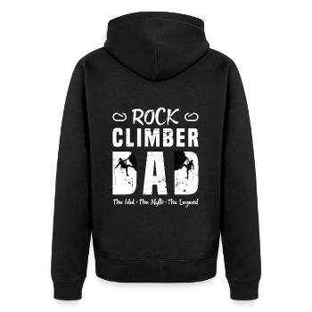 Rock Climber Dad The Idol The Myth Mountain Sports - Unisex Premium Bio Zip Hoodie - Schwarz - Hinten - Nico (187cm)