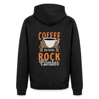 Rock Climber Coffee Mountain Sport Coffee Lover - Unisex Premium Organic Zip Hoodie - black - Back - Nico (187cm)