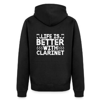Clarinetist Clarinet Playing Bass Musician - Unisex Premium Organic Zip Hoodie - black - Back - Nico (187cm)