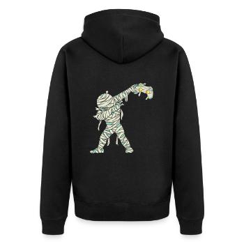 Halloween Dabbing Mummy Gamer - Unisex Premium Bio Zip Hoodie - Schwarz - Hinten - Nico (187cm)
