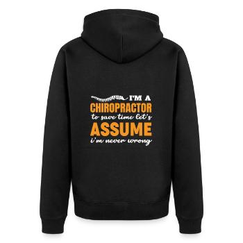 Chiropraktiker Chiropraktik - Unisex Premium Bio Zip Hoodie - Schwarz - Hinten - Nico (187cm)