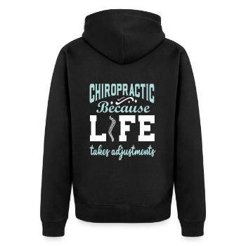 Chiropraktiker Chiropraktik - Unisex Premium Bio Zip Hoodie - Schwarz - Hinten - Nico (187cm)