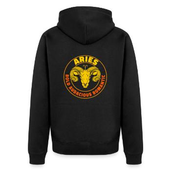 Widder Sternzeichenmerkmale - Unisex Premium Bio Zip Hoodie - Schwarz - Hinten - Nico (187cm)