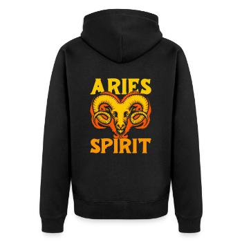 Widder Feuergeist - Unisex Premium Bio Zip Hoodie - Schwarz - Hinten - Nico (187cm)