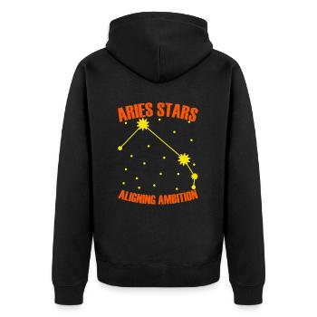 Aries Astrology - Unisex Premium Organic Zip Hoodie - black - Back - Nico (187cm)