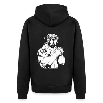 Bernhardiner I Love Dad - Unisex Premium Bio Zip Hoodie - Schwarz - Hinten - Nico (187cm)