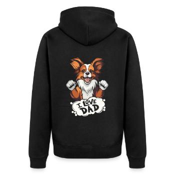 Papillon I Love Dad - Unisex Premium Bio Zip Hoodie - Schwarz - Hinten - Nico (187cm)