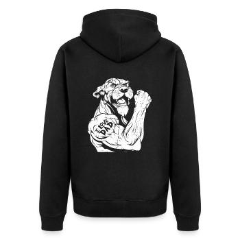 Irish Wolfhound Biceps Tattoo J’aime papa - Veste à capuche bio Premium Unisexe - noir - Dos - Nico (187cm)