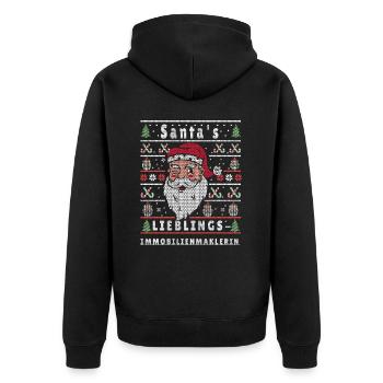 Ugly Weihnachten SANTAS LIEBLINGS - Unisex Premium Bio Zip Hoodie - Schwarz - Hinten - Nico (187cm)