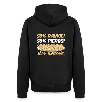 Lustige Italienisches Ravioli Pasta - Unisex Premium Bio Zip Hoodie - Schwarz - Hinten - Nico (187cm)
