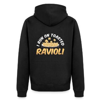 Lustige Italienisches Ravioli Pasta - Unisex Premium Bio Zip Hoodie - Schwarz - Hinten - Nico (187cm)