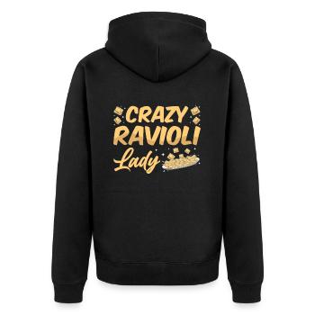Lustige Italienisches Ravioli Pasta - Unisex Premium Bio Zip Hoodie - Schwarz - Hinten - Nico (187cm)