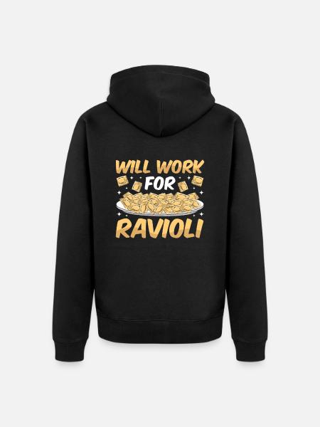 Funny Italian Ravioli Pasta - Unisex Premium Organic Zip Hoodie - black