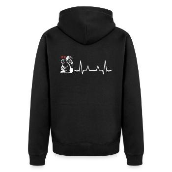 Cute Year of The Rabbit Heartbeat Chinese Zodiac S - Unisex Premium Bio Zip Hoodie - Schwarz - Hinten - Nico (187cm)
