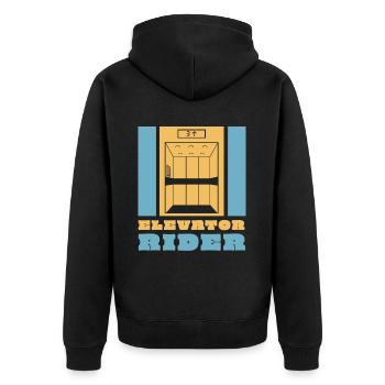 Elevator Rider Aufzug Lift Fahrstuhl - Unisex Premium Organic Zip Hoodie - black - Back - Nico (187cm)
