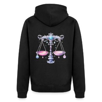 Astrology Symbol Libra Horoscope Zodiac Sign - Unisex Premium Bio Zip Hoodie - Schwarz - Hinten - Nico (187cm)