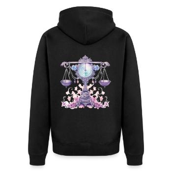 Libra Astrology Sign Zodiac September October Birt - Unisex Premium Bio Zip Hoodie - Schwarz - Hinten - Nico (187cm)