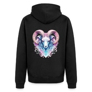 Cool Aries Horoscope Zodiac Sign March April Birth - Unisex Premium Bio Zip Hoodie - Schwarz - Hinten - Nico (187cm)