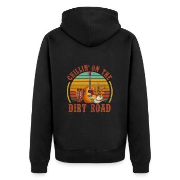 Country - Unisex Premium Organic Zip Hoodie - black - Back - Nico (187cm)