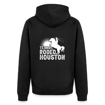Cowboy Cowboystiefel Western Geschenk - Unisex Premium Bio Zip Hoodie - Schwarz - Hinten - Nico (187cm)