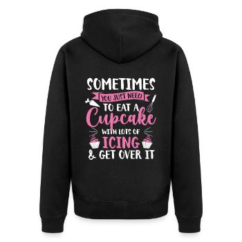 Cupcake Muffin Baking Gift - Unisex Premium Organic Zip Hoodie - black - Back - Nico (187cm)