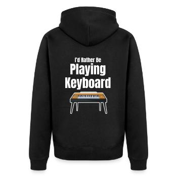 Ich Würde Lieber Keyboard Spielen Keyboarder - Unisex Premium Bio Zip Hoodie - Schwarz - Hinten - Nico (187cm)