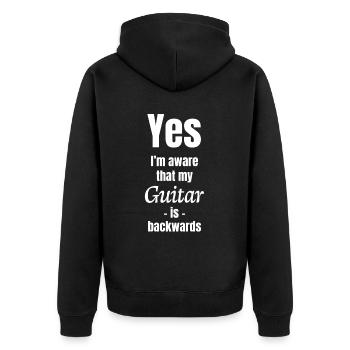 Ja, Ich Bin Mir Bewusst, Dass Meine Gitarre - Unisex Premium Bio Zip Hoodie - Schwarz - Hinten - Nico (187cm)