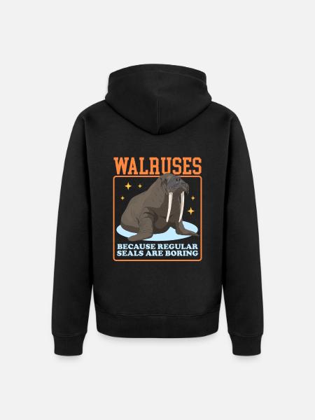 Walrus Walrus | Walrus Walrus Gift - Unisex Premium Organic Zip Hoodie - black