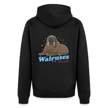 Walrus Walrus Seal Gift - Unisex Premium Organic Zip Hoodie - black - Back - Nico (187cm)