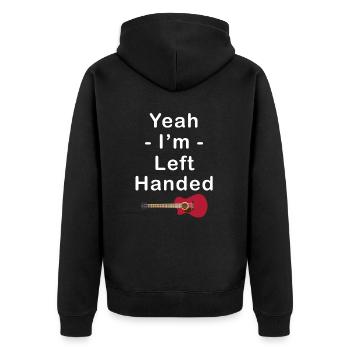 Yes, I'm left-handed. Guitarist, Bassist, - Unisex Premium Organic Zip Hoodie - black - Back - Nico (187cm)