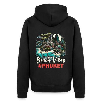 Phuket Thailand Reisen Thai Ich liebe Phuket - Unisex Premium Bio Zip Hoodie - Schwarz - Hinten - Nico (187cm)