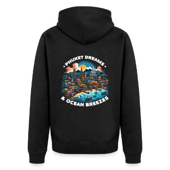 Phuket Thailand Reisen Thai Ich liebe Phuket - Unisex Premium Bio Zip Hoodie - Schwarz - Hinten - Nico (187cm)