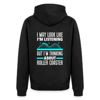 Achterbahn Holzachterbahn Vergnügungspark - Unisex Premium Bio Zip Hoodie - Schwarz - Hinten - Nico (187cm)