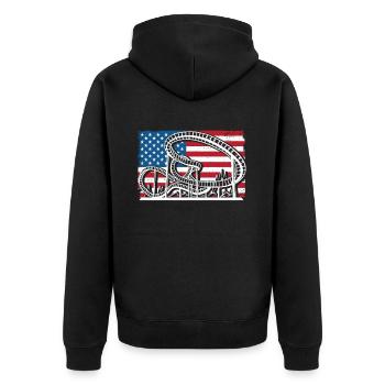 Montagnes russes États-Unis - Veste à capuche bio Premium Unisexe - noir - Dos - Nico (187cm)