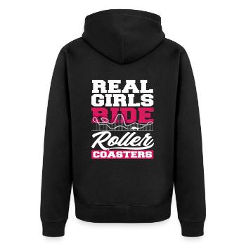 Achterbahn Echte Mädchen Fahren Achterbahn - Unisex Premium Bio Zip Hoodie - Schwarz - Hinten - Nico (187cm)