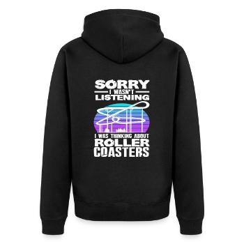 Achterbahn Spruch Geschenkidee - Unisex Premium Bio Zip Hoodie - Schwarz - Hinten - Nico (187cm)