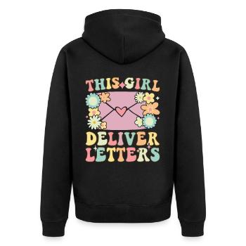 Postal service female postal workers - Unisex Premium Organic Zip Hoodie - black - Back - Nico (187cm)