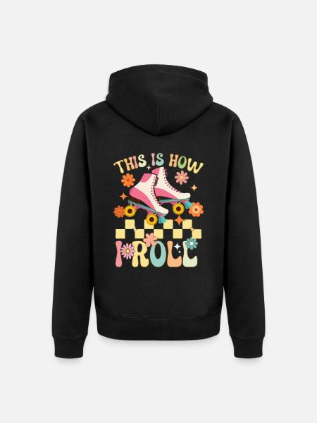 Groovy Roller Skating Rollschuhfahrer - Unisex Premium Bio Zip Hoodie - Schwarz
