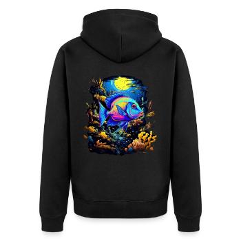 Skalar - Unisex Premium Bio Zip Hoodie - Schwarz - Hinten - Nico (187cm)