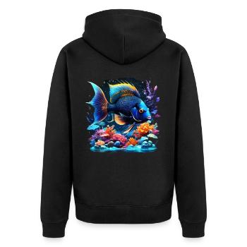 Skalar - Unisex Premium Bio Zip Hoodie - Schwarz - Hinten - Nico (187cm)